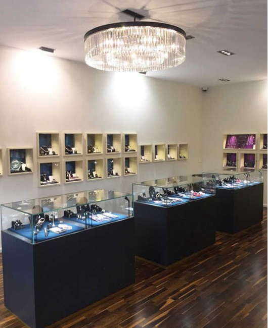 Luxe Creatief Ontwerp Houten Glas Sieraden Winkel Display Teller Showcase