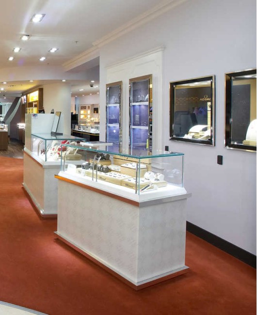 Commercial Modern Custom Luxury White Wodden Jewellery Counter Showcase