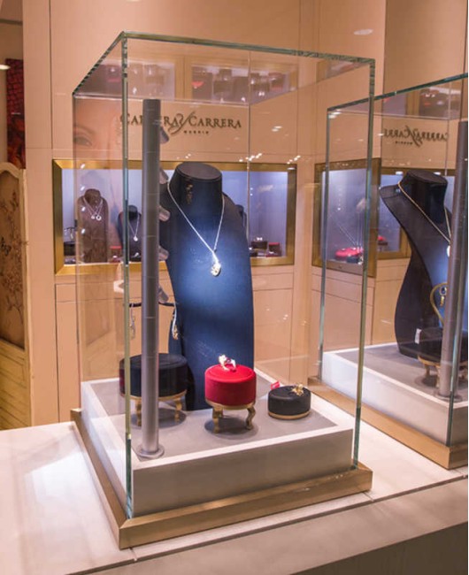Vitrine do balcão expositor da joalheria com design criativo e luxuoso de vidro de madeira