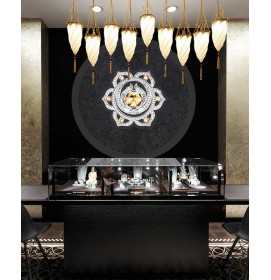 Luxury Modern Custom Retail Black Wooden Jewelry Counter Display Showcase