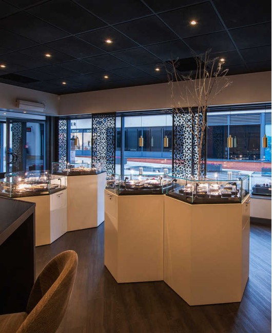 Luxe Creatief Ontwerp Houten Glas Sieraden Winkel Display Teller Showcase