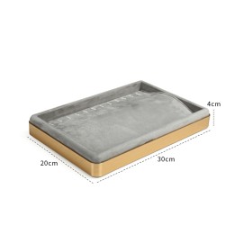Luxury Gold Trim Light Gray Velvet Jewelry Bracelet Display Tray For Sale
