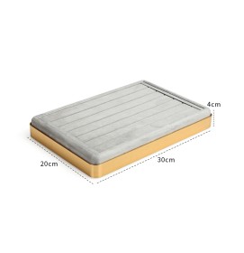 Luxury Gold Trim Light Gray Velvet Jewelry Ring Display Tray For Sale