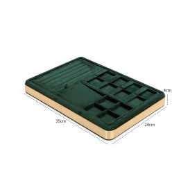 New Gold Trim Dark Green Velvet Jewelry Display Tray For Sale