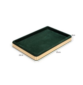 Popular Retail Gold Trim Dark Green Velvet Jewelry Presentation Tray For Sale