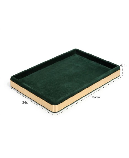 Popular Retail Gold Trim Dark Green Velvet Jewelry Presentation Tray For Sale