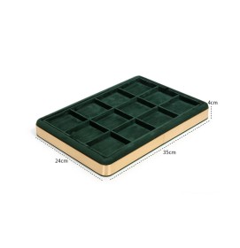 Retail Gold Trim Dark Green Velvet Jewelry Bangle Display Tray For Sale