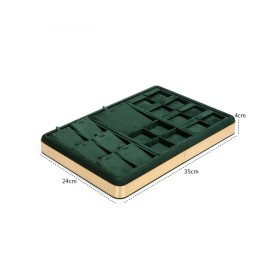 Retail Gold Trim Dark Green Velvet Jewelry Display Tray For Sale