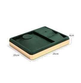 Khay trưng bày bộ trang sức nhung xanh viền vàng sang trọng