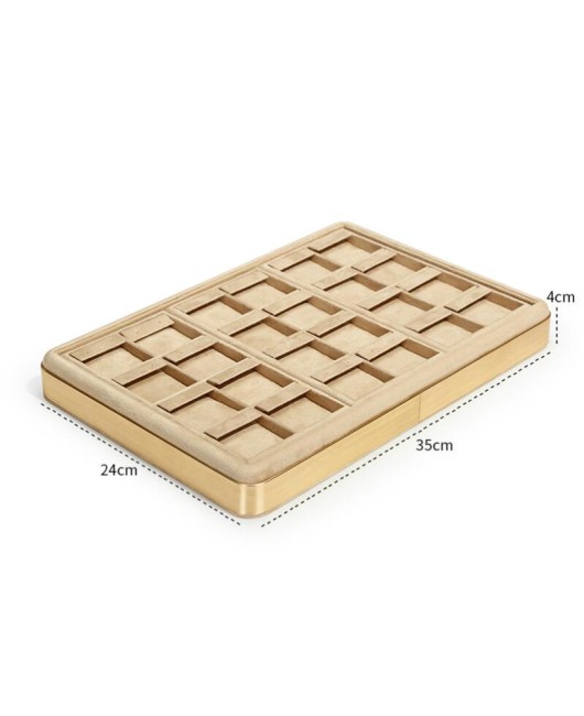 Gold Trim Khaki Velvet Jewelry Earring Display Tray For Sale