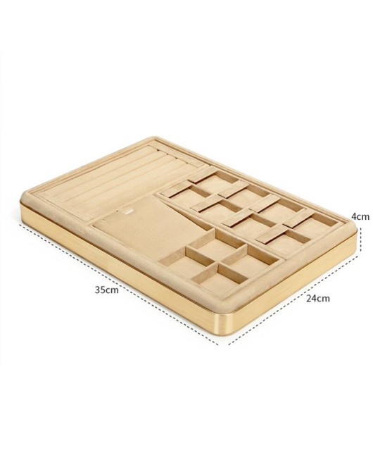 New Gold Trim Khaki Velvet Jewelry Display Tray For Sale