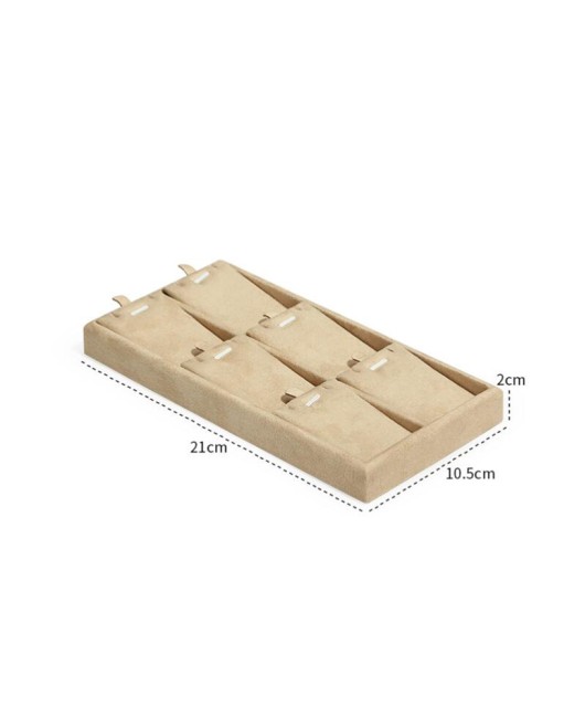 New Luxury Gold Trim Khaki Velvet Pendant Necklace Display Tray For Sale
