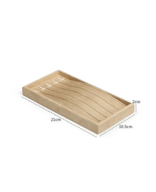 New Retail Gold Trim Khaki Velvet Bracelet Display Tray For Sale