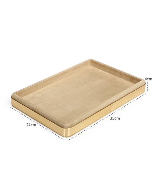 New Retail Gold Trim Khaki Velvet Jewelry Presentation Tray For Sale
