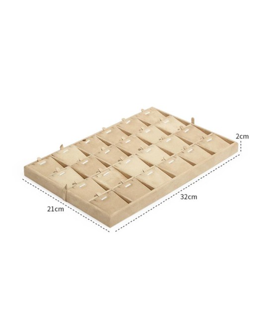 New Retail Gold Trim Khaki Velvet Pendant Necklace Display Tray For Sale