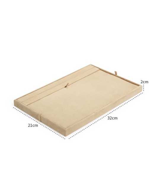 New Retail Gold Trim Khaki Velvet Presentation Tray For Sale