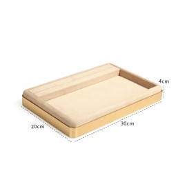 Luxury Gold Trim Khaki Velvet Jewelry Presentation Tray For Sale