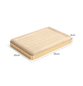 Luxury Gold Trim Khaki Velvet Jewelry Ring Display Tray For Sale