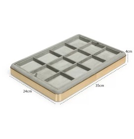 New Gold Trim Light Gray Velvet Jewelry Bangle Display Tray For Sale