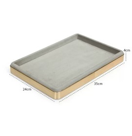 New Gold Trim Light Gray Velvet Jewelry Presentation Tray For Sale
