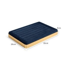 Khay trưng bày nhẫn nhung xanh navy viền vàng sang trọng để bán