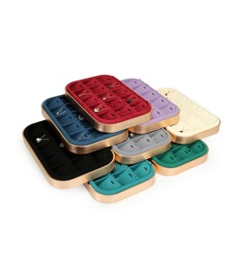 New Gold Trim Luxury Velvet Jewelry Pendant Necklace Display Tray For Sale