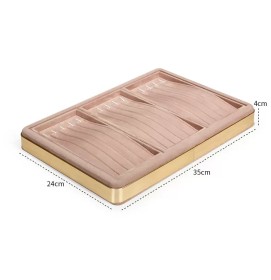 New Gold Trim Pink Velvet Jewelry Bracelet Display Tray For Sale