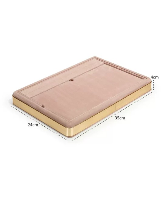 New Gold Trim Pink Velvet Jewelry Presentation Tray For Sale