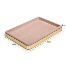 New Modern Gold Trim Pink Velvet Jewelry Presentation Tray