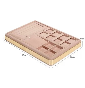 New Popular Gold Trim Pink Velvet Jewelry Set Display Tray For Sale