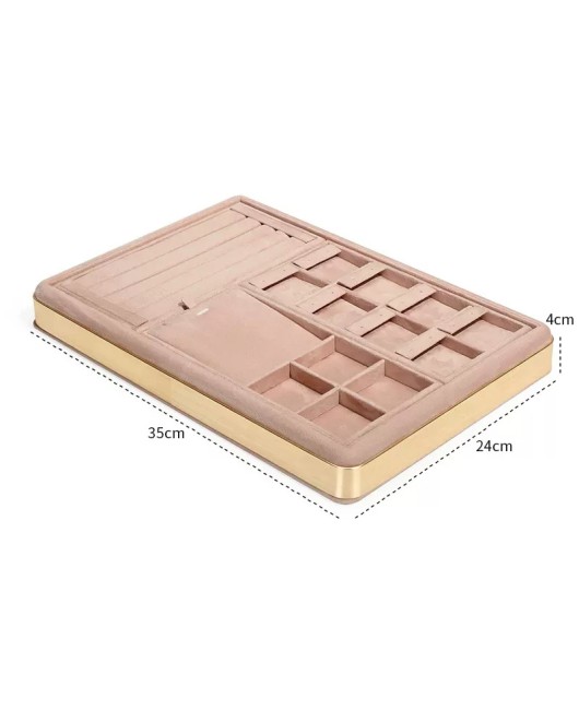 New Popular Gold Trim Pink Velvet Jewelry Set Display Tray For Sale