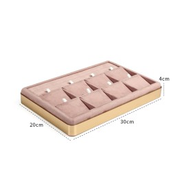 럭셔리 골드 트림 핑크 벨벳 주얼리 목걸이 및 반지 디스플레이 트레이 판매