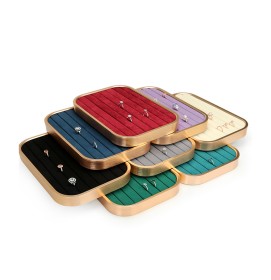 New Gold Trim Luxury Velvet Jewelry Ring Display Tray For Sale