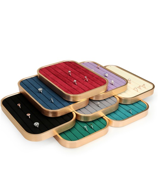 New Gold Trim Luxury Velvet Jewelry Ring Display Tray For Sale