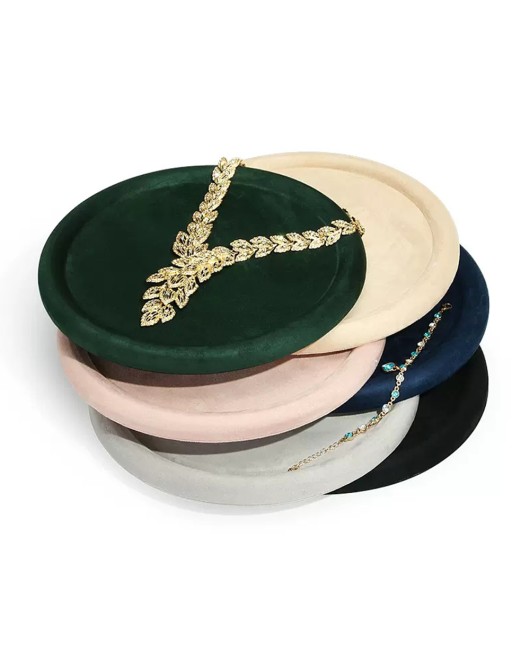 New Velvet Round Jewelry Presentation Tray For Sale