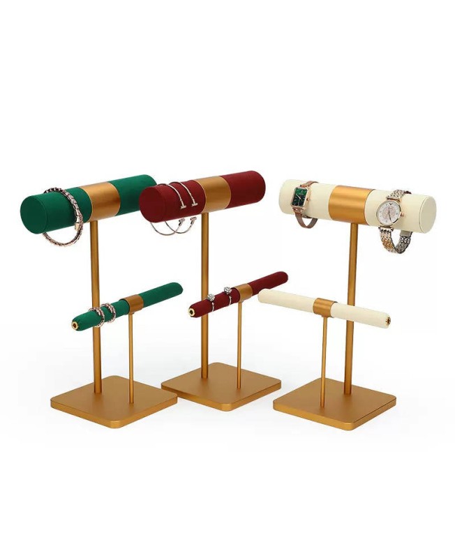 Luxury Gold Metal Velvet Bangle and Ring Display Stand Luxury Gold Metal Velvet Bangle and Ring Display Stand