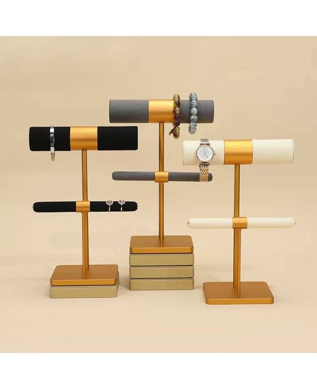 Luxury Gold Metal Velvet Bangle and Ring Display Stand Luxury Gold Metal Velvet Bangle and Ring Display Stand
