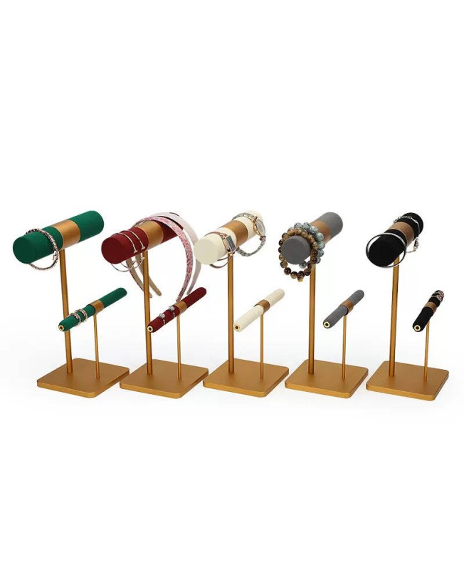 Luxury Gold Metal Velvet Bangle and Ring Display Stand Luxury Gold Metal Velvet Bangle and Ring Display Stand