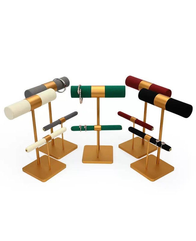 Luxury Gold Metal Velvet Bangle and Ring Display Stand Luxury Gold Metal Velvet Bangle and Ring Display Stand