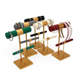 Luxury Gold Metal Velvet Bangle and Ring Display Stand