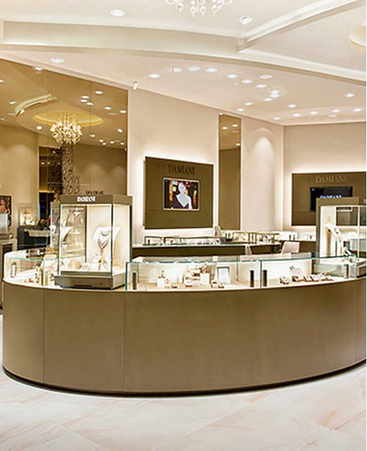 Modern Retail Wooden Custom Jewelry Shop Display Kiosk Design