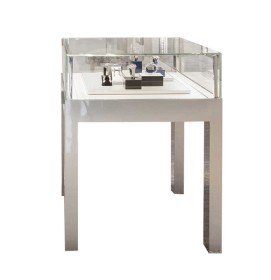 Commercial Custom Design Modern Wooden White Glass Jewelry Display Table
