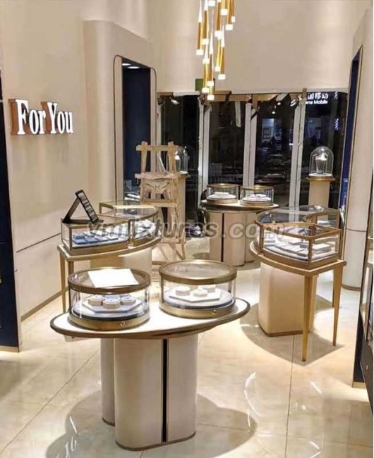 Conception de vitrine de magasin de bijoux de comptoir en verre personnalisé