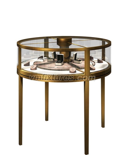 Commercial Luxury Round Jewelry Display Showcase 