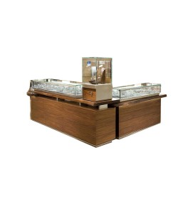 Custom Luxury Wooden Glass Jewelry Display Counter Showcase Design