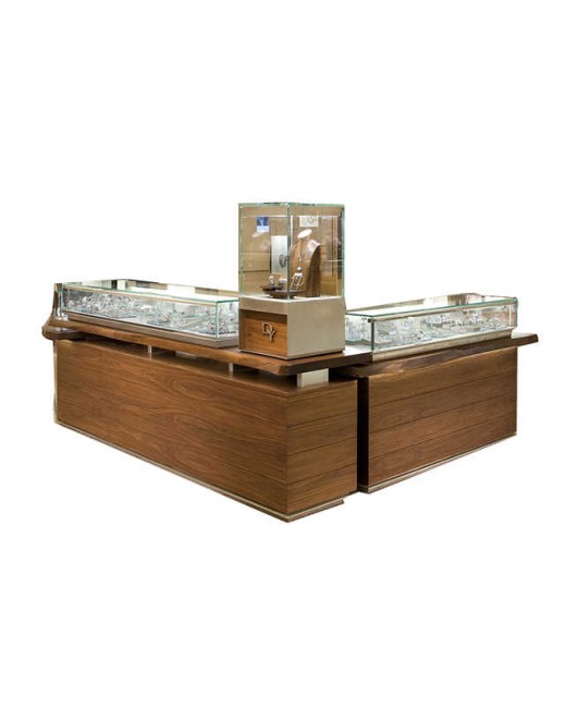 Custom Luxury Wooden Glass Jewelry Display Counter Showcase Design