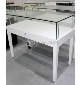 Retail White Custom Jewellery Display Showcase Display Table For Jewelry Store