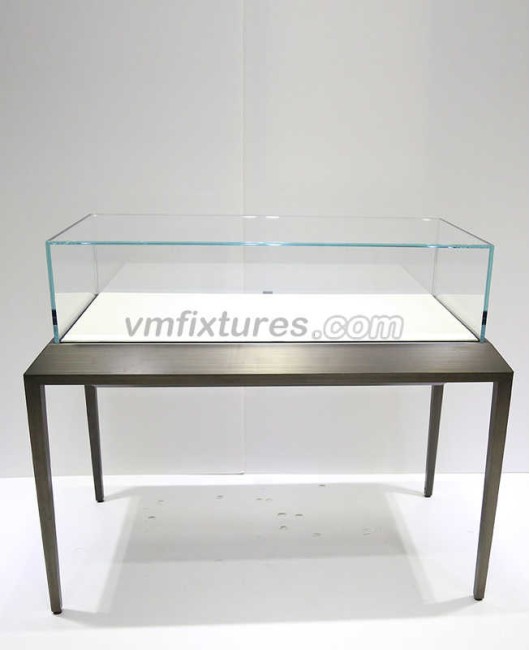 High End Black Stainless Steel Tempered Glass Portable Jewellery Showcase Display