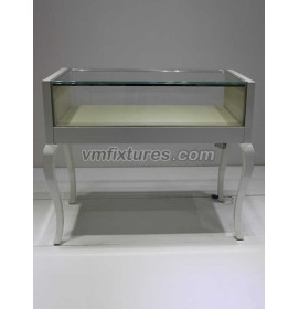 Commercial Glass Wooden White  Jewellery Display Showcase For Jewelry Store