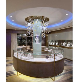 Creative Design Wooden Round Jewelry Showcase Display Counter For Retail Store